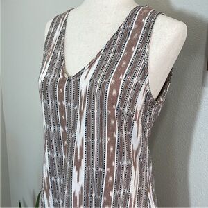 KAVU Rita Sleeveless V-neck Dress, Tan, Black & White Size XS NWOT